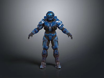 Game And Movie Sci Fi Character In Blue Armored Warrior Costume Design 3d model