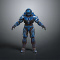 Game And Movie Sci Fi Character In Blue Armored Warrior Costume Design