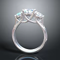 Three Stone Silver Ring With Sparkling Diamonds For Everyday Use