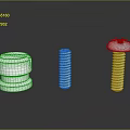 Metal Fasteners Collection Featuring Cylindrical And Round Head Screws On Reflective Surface