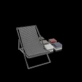 Foldable Lounge Chair With Blue Frame And Blue White Striped Fabric Design