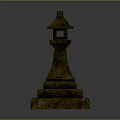 Traditional Japanese Stone Lantern With Pagoda Top Hollow Middle And Tiered Base