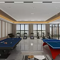Spacious Modern Fitness Room With Treadmills Pool Tables And Bright Windows