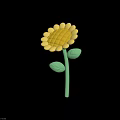 Handmade Sunflower With Yellow Petals Yellow Center Green Stem And Leaves On Light Background