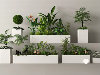 Pendulum green plant flower box plant combination plant pile landscape 3d model