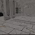 Stone Building Interior With Carved Walls Stone Floor Steps And Doorway