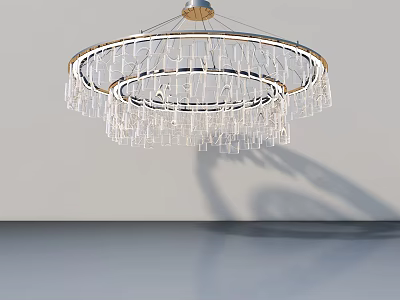 Modern Swing Door Design With Circular Crystal Chandelier And White Wall 3d model