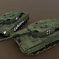 Two Green Military Tanks With Cross Insignia And Armored Exterior Design