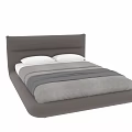 Modern Gray Upholstered Double Bed With Curved Headboard And White Pillows 3d model