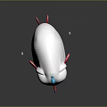 3D Rendered Aquatic Animal Fish with White Grid Texture Body Red Fins and Blue Details