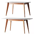 Modern Wooden Leg Table With Smooth Marble Top And Minimalist Design