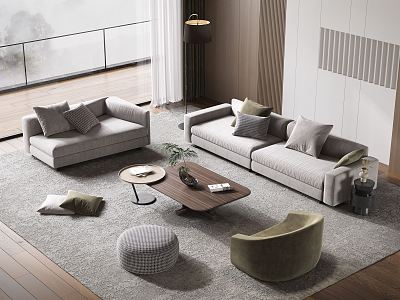 Modern Minotti Sofa Coffee Table Combination 3d model