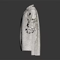 White Linen Long Sleeve Shirt with Stand Collar Loose Cuffs and Mid Length Design