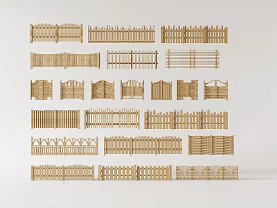 Various Wooden Fence Designs With Different Patterns And Styles For Outdoor 3d model