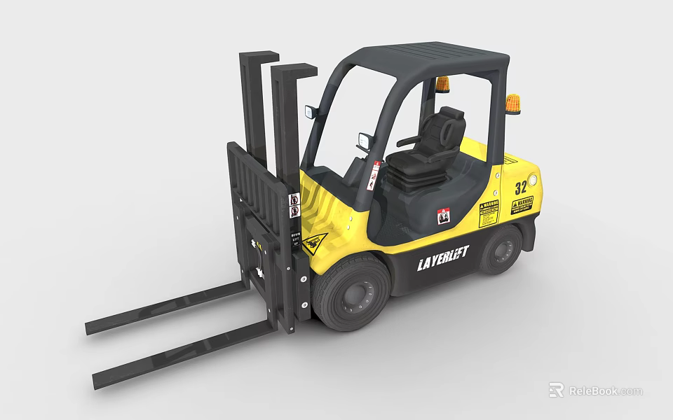 Efficient Industrial Equipment Yellow Black Lithium Forklift for Material Handling Operations 3d model 