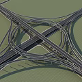 Road Infrastructure Complex Highway Interchange With Multi Lane Overpasses And Connected Routes 3d model