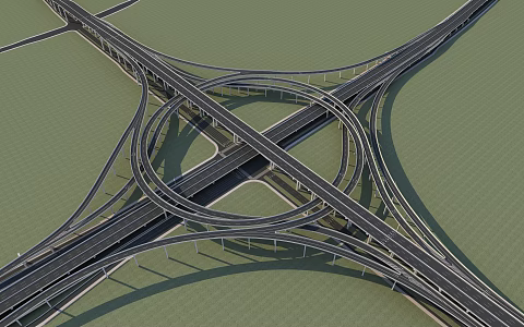 Interchange-type stereo cross elevated 3d model