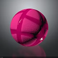 Glossy Decorative Pink Sphere With Intersecting Stripes And Textured Surface