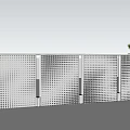 Modern Screen Wall With Geometric Hollow Design Water Reflection Blue Sky And Tree