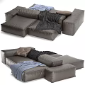 Cozy Modern Fabric Sectional Sofa With Plush Cushions Throw Blanket And Decorative Pillows