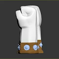 White Fists 3D Model With Orange Blue Base And Square Circular Embellishments