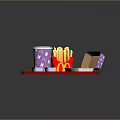 Fast Food Commercial Equipment Including Red Tray Purple Cup Fries Chicken Nugget And Sauce Containers