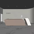 Modern Front Desk Reception Hall Modern Front Desk Shaped Front Desk Curtain Luminous Concrete Metal Wave Board 3d model