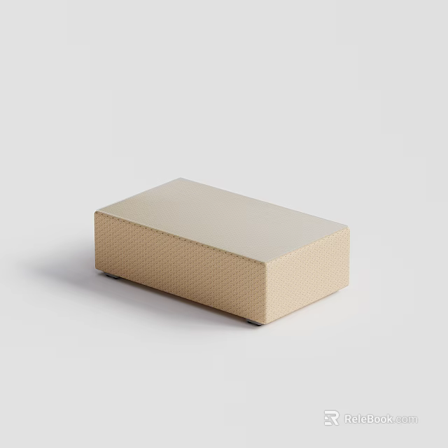 Sleek Rectangular Coffee Table In Beige With Woven Texture And Minimalist Design 3d model 