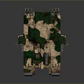 Military Green Brown Camouflage Tank With Multiple Cannons Tracks And Antennas