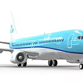 KLM Blue And White Passenger Airplane With Windows And Landing Gear On Ground