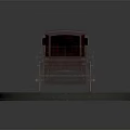 Vintage Red Carriage With Wooden Wheels And Decorative Details On Stone Platform