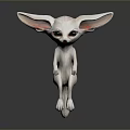 3D Rendered Fennec Fox Character With Large Ears Standing On Gray Background