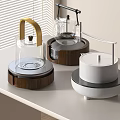 Elegant Modern Kitchen Appliances With Wooden Bases Glass Tops And White Finish