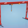 Red Industrial Gantry Crane With Steel Frame Structure And Hoist Hook