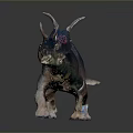 Realistic Triceratops Model With Blue Body Red Eyes And Textured Skin