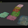 Irregular Ground Fragments With Green Moss And Yellow Specks Natural Rocky Texture
