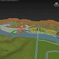 Aerial View Urban Planning Featuring Traditional Modern Architecture Waterfront Green Hills