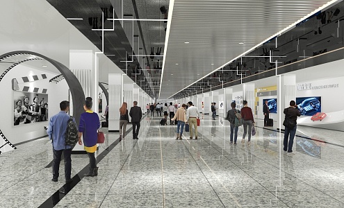 Modern Exhibition Hall Passage 3d model