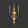 Golden Decorative Candle Lamp With Three Candles And Geometric Design For Indoor Lighting