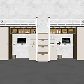 Modern Bunk Beds Interior With Built In Desks Storage Cabinets And Computers 3d model
