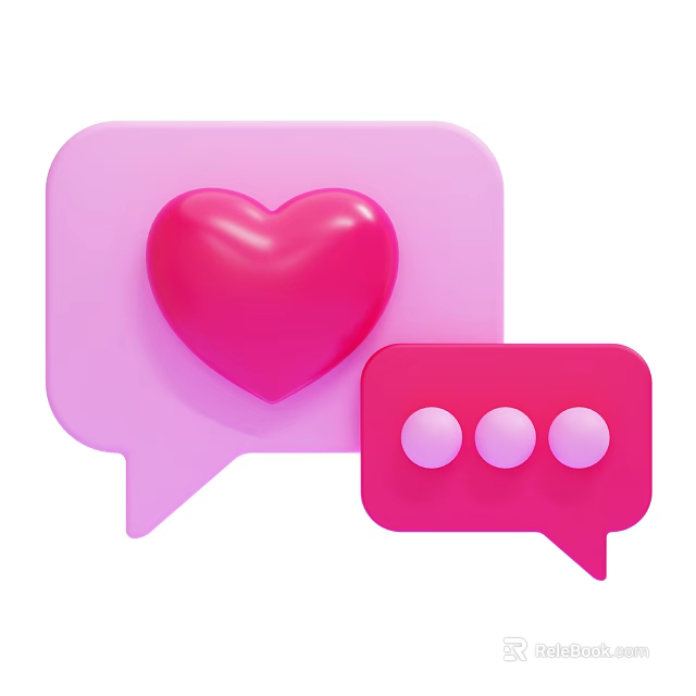 Decorative Ornament Combination with Pink Red Speech Bubbles Heart and Round Dots 3d model 