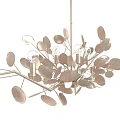 Abstract Modern Chandelier With Metal Frame And Leaf Shaped Decorative Design Elements 3d model