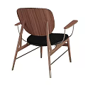 Modern Lounge Chair with Wooden Frame Black Upholstered Cushion Armrest Ergonomic Design for Home Living Room