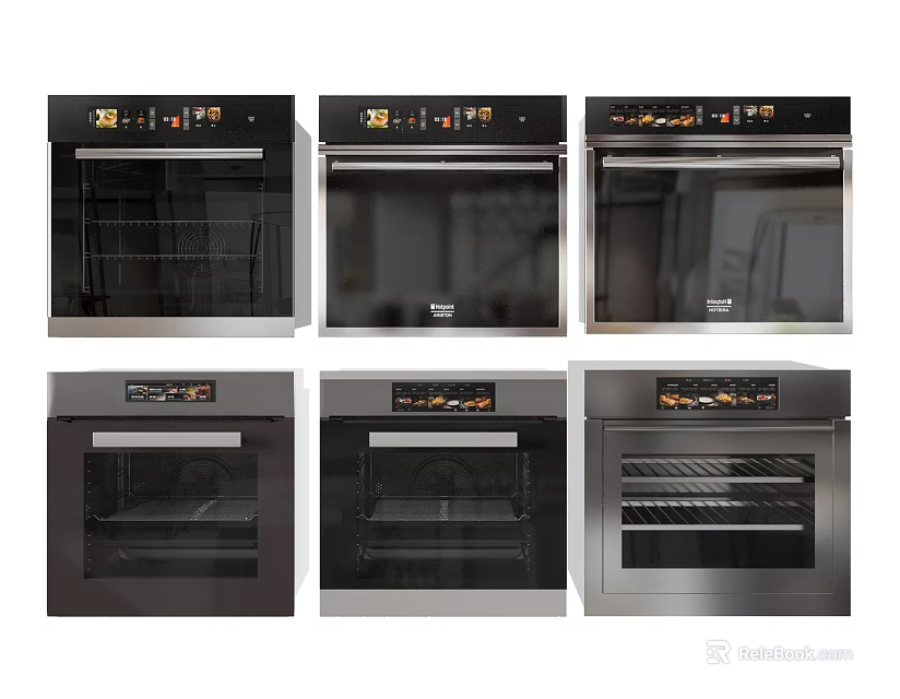 Kitchen Appliances Displaying Six Different Stainless Steel Oven Models For Modern Kitchens 3d model 