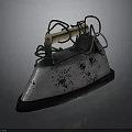 Vintage Old Fashioned Electric Iron With Wooden Handle And Rusty Metal Base