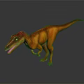 Realistic 3D Dinosaur Model With Open Mouth Orange Yellow Body And Red Head Standing