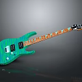 Green Electric Guitar With Wood Grain Body And Brown Neck Pickups Tuning Knobs