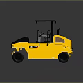Yellow CAT Road Roller With Black Top And Heavy Duty Wheels