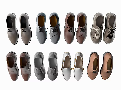 Various Stylish Shoes In Different Colors And Styles For Men And Women 3d model