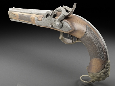 Double-barrelle pistol vintage pistol weapon flintlock 3d model